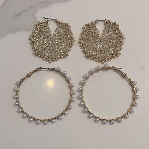 Bundle of 2 | Pearl Detail Earrings | Gold, Pearl
